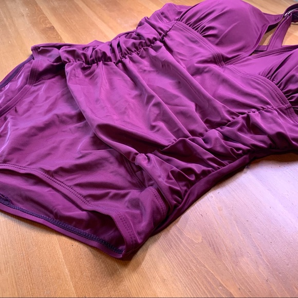 NWT One Piece Swimsuit- Plum Color - Tummy Control - 2XL - Picture 2 of 7